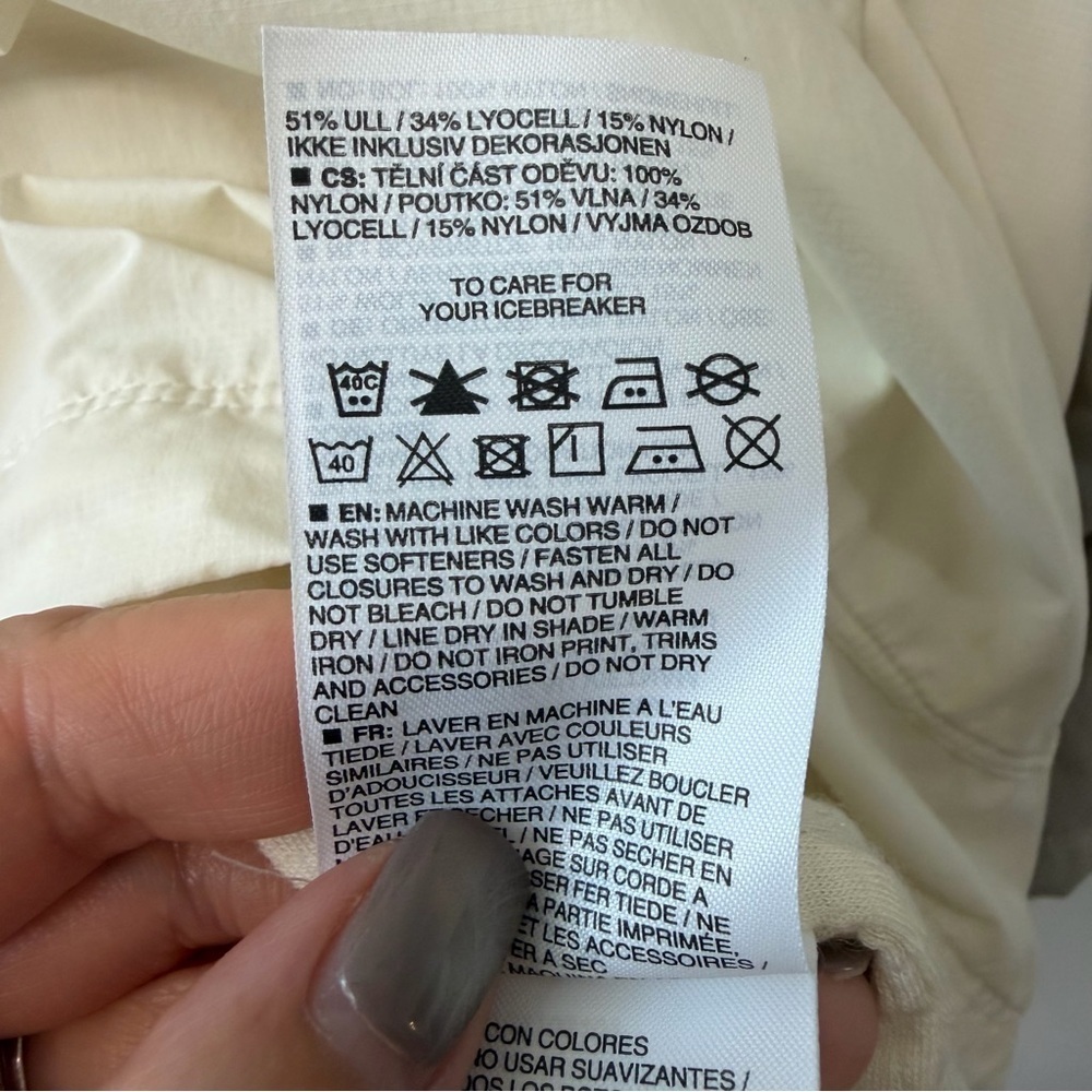 Icebreaker Affix Anorak Pullover Windbreaker Cream & Taupe Merino Wool Sz M - Picture 15 of 16
